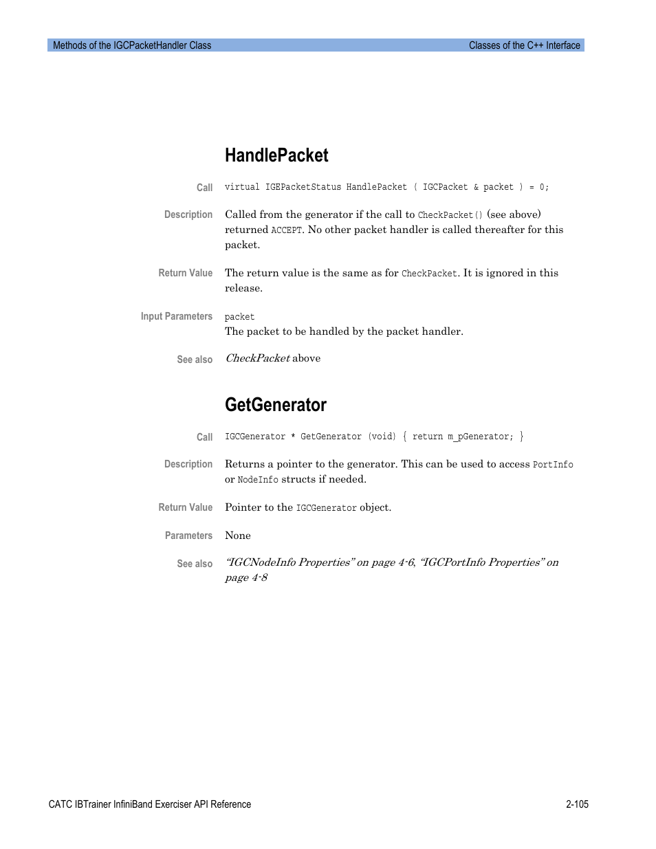 Handlepacket, Getgenerator | Teledyne LeCroy Automation API for IBTrainer Software Ver.2.0 User Manual | Page 127 / 167