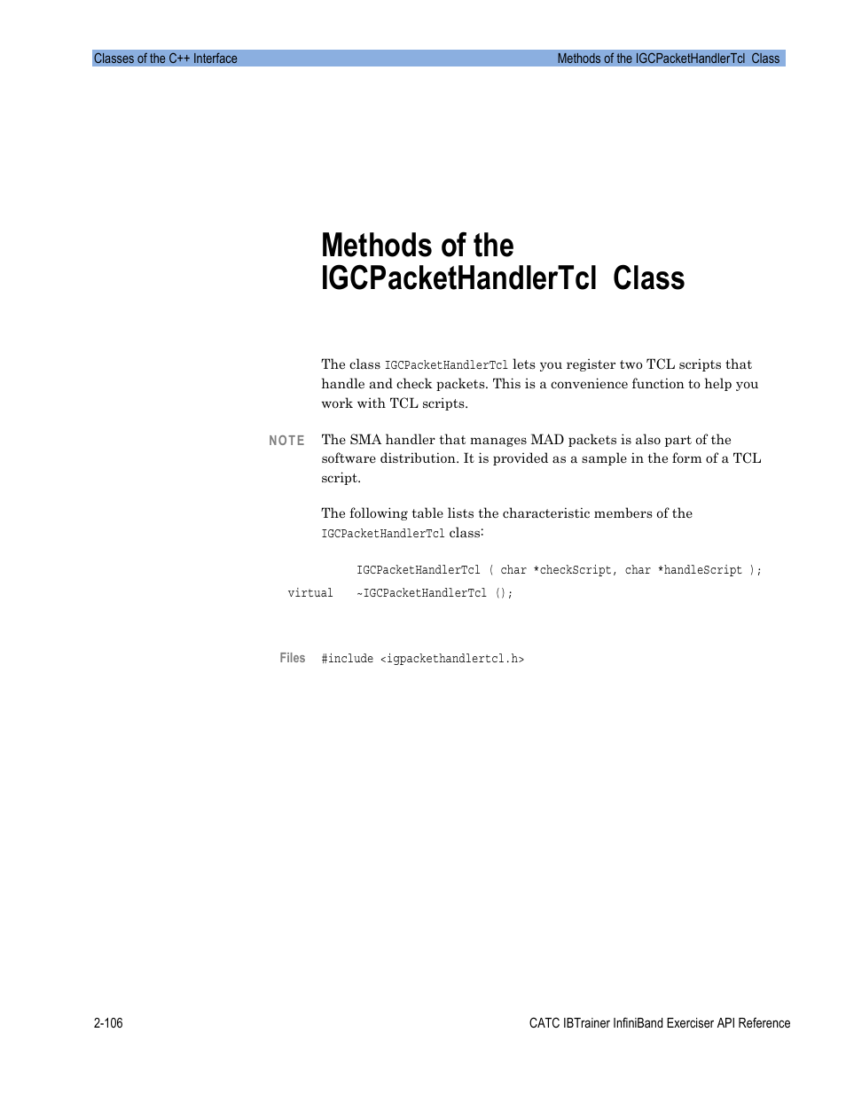 Methods of the igcpackethandlertcl class | Teledyne LeCroy Automation API for IBTrainer Software Ver.2.0 User Manual | Page 128 / 167