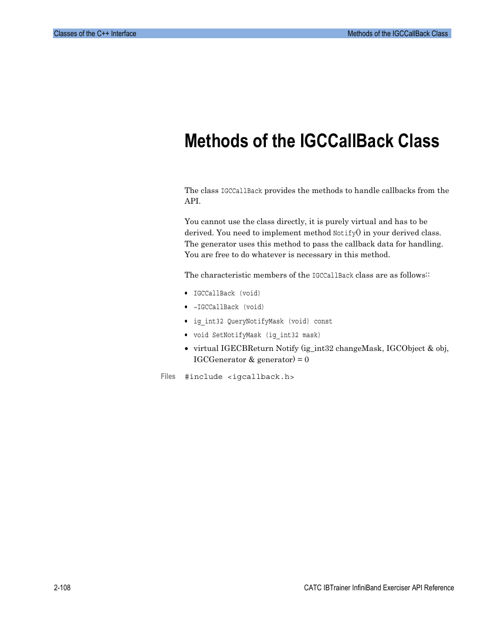 Methods of the igccallback class | Teledyne LeCroy Automation API for IBTrainer Software Ver.2.0 User Manual | Page 130 / 167