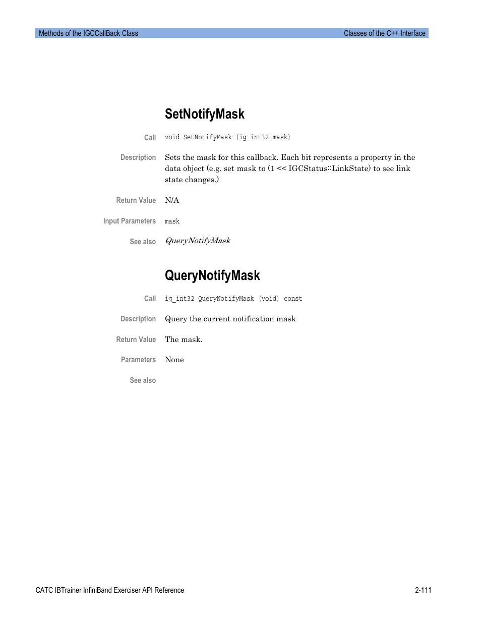 Setnotifymask, Querynotifymask | Teledyne LeCroy Automation API for IBTrainer Software Ver.2.0 User Manual | Page 133 / 167
