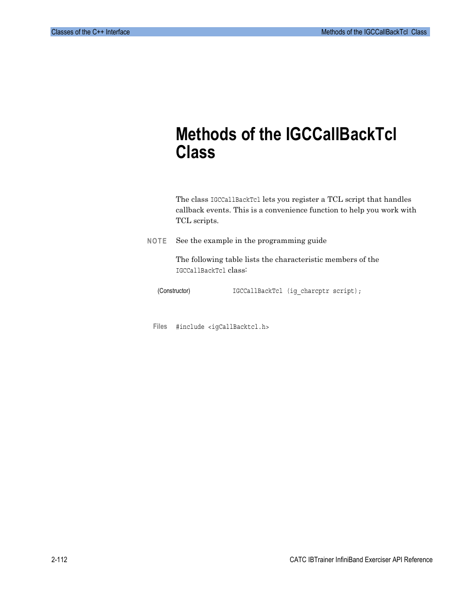 Methods of the igccallbacktcl class | Teledyne LeCroy Automation API for IBTrainer Software Ver.2.0 User Manual | Page 134 / 167
