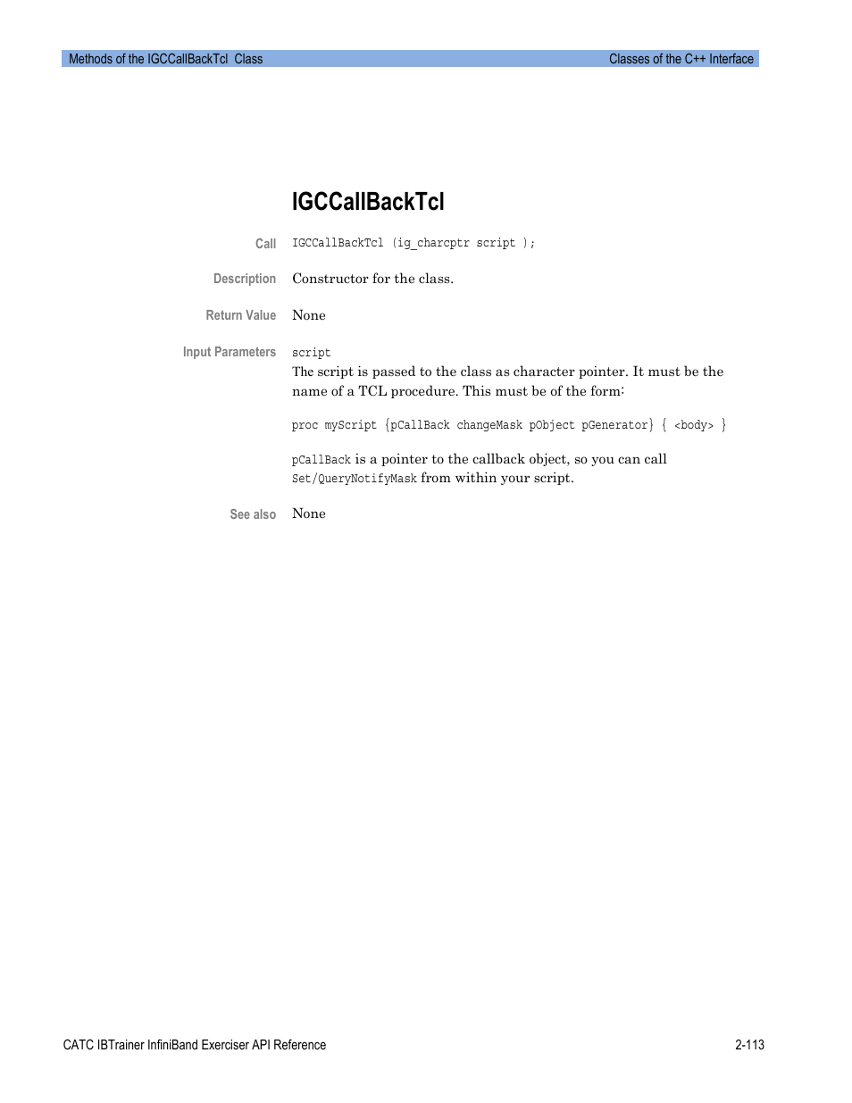 Igccallbacktcl | Teledyne LeCroy Automation API for IBTrainer Software Ver.2.0 User Manual | Page 135 / 167