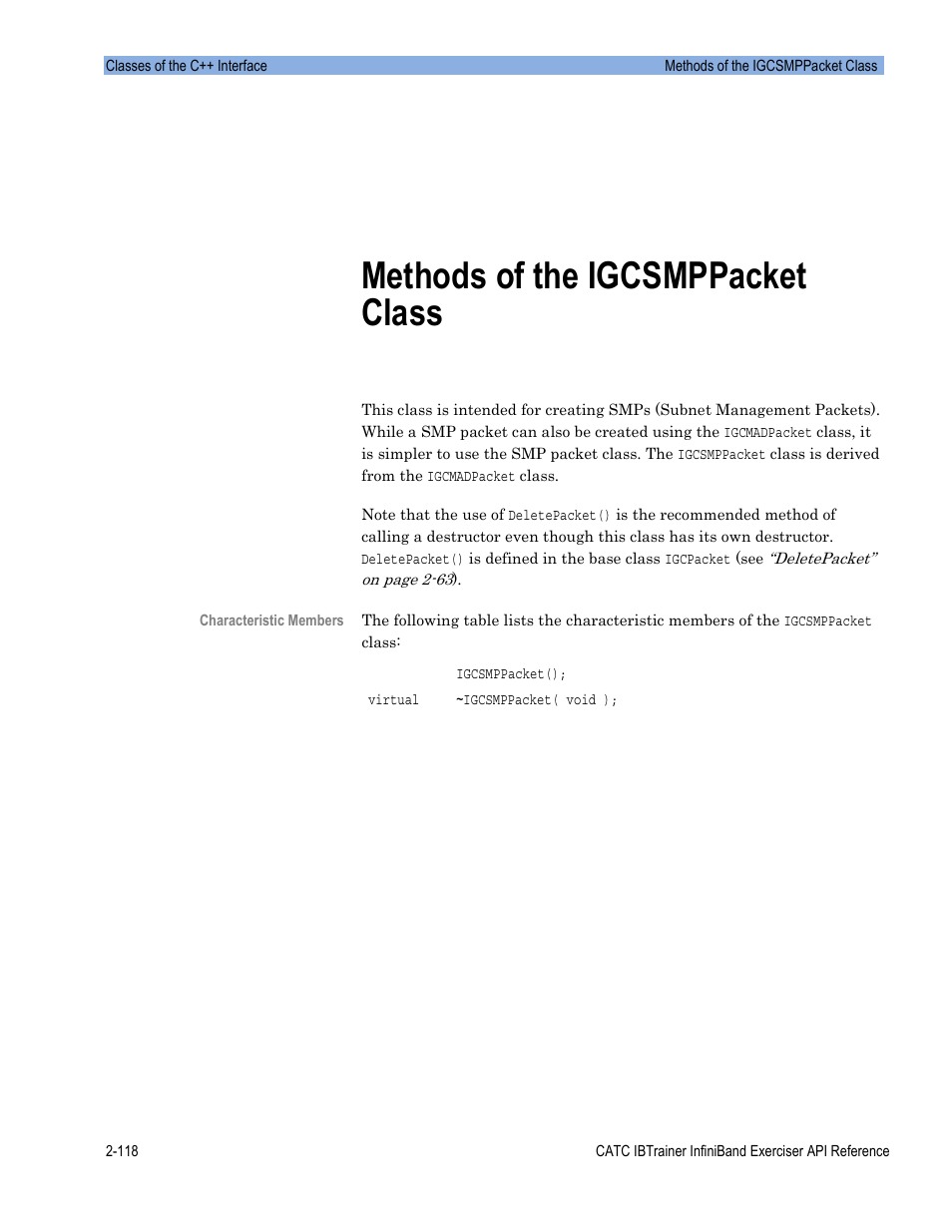 Methods of the igcsmppacket class | Teledyne LeCroy Automation API for IBTrainer Software Ver.2.0 User Manual | Page 140 / 167