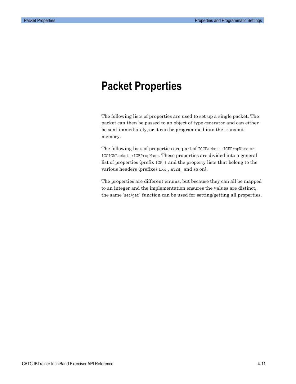Packet properties | Teledyne LeCroy Automation API for IBTrainer Software Ver.2.0 User Manual | Page 157 / 167