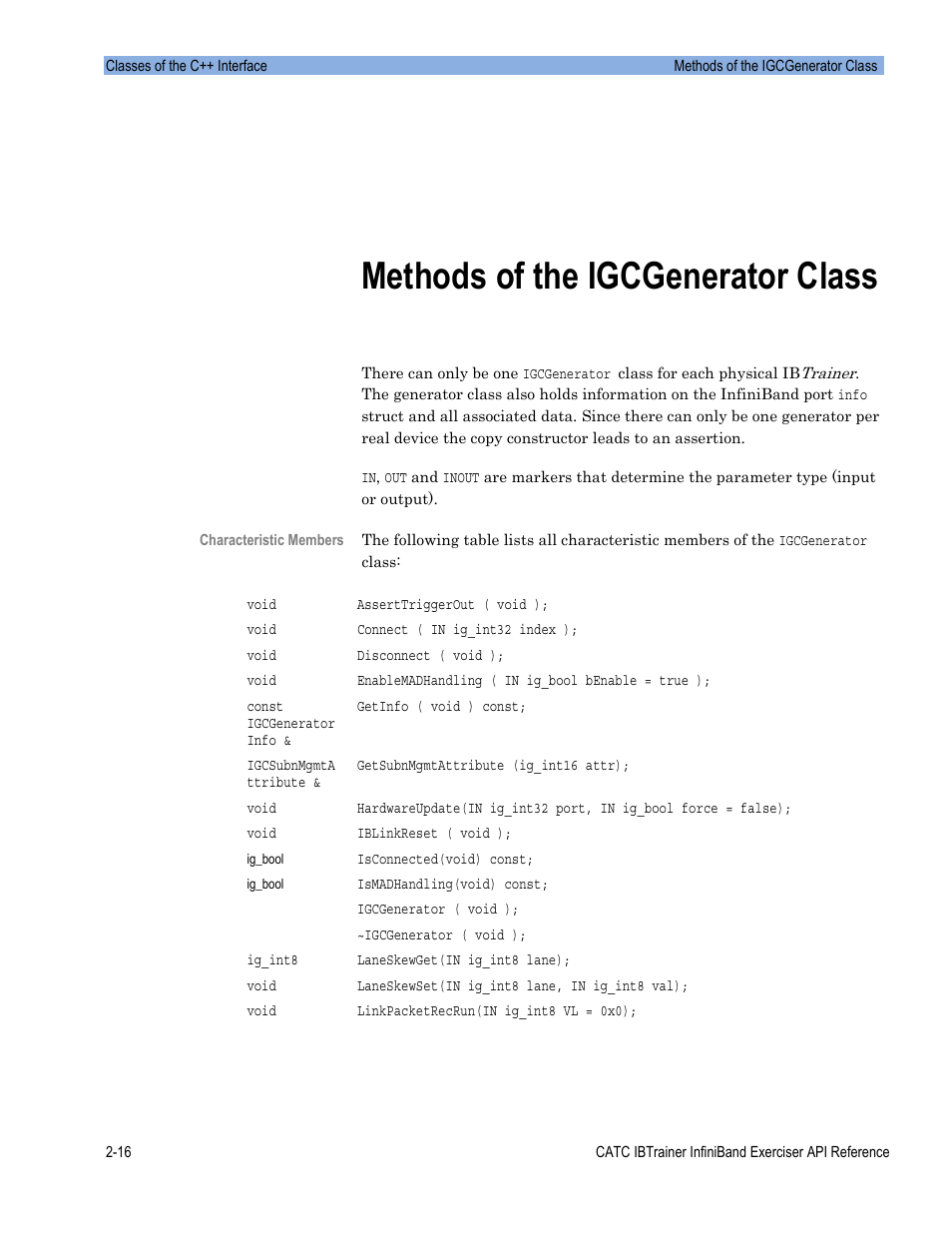 Methods of the igcgenerator class | Teledyne LeCroy Automation API for IBTrainer Software Ver.2.0 User Manual | Page 38 / 167