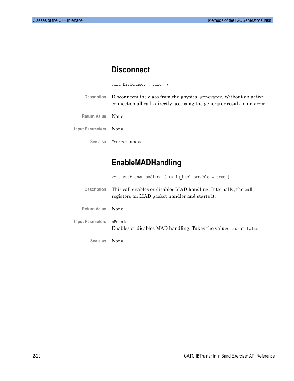 Disconnect, Enablemadhandling | Teledyne LeCroy Automation API for IBTrainer Software Ver.2.0 User Manual | Page 42 / 167