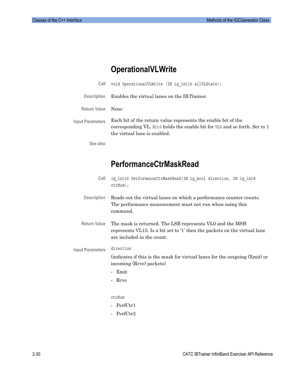Operationalvlwrite, Performancectrmaskread | Teledyne LeCroy Automation API for IBTrainer Software Ver.2.0 User Manual | Page 52 / 167