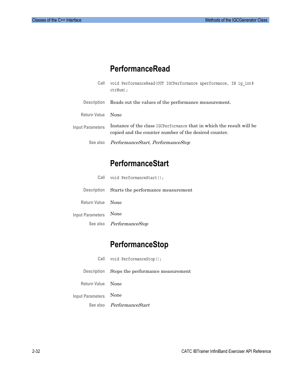 Performanceread, Performancestart, Performancestop | Teledyne LeCroy Automation API for IBTrainer Software Ver.2.0 User Manual | Page 54 / 167