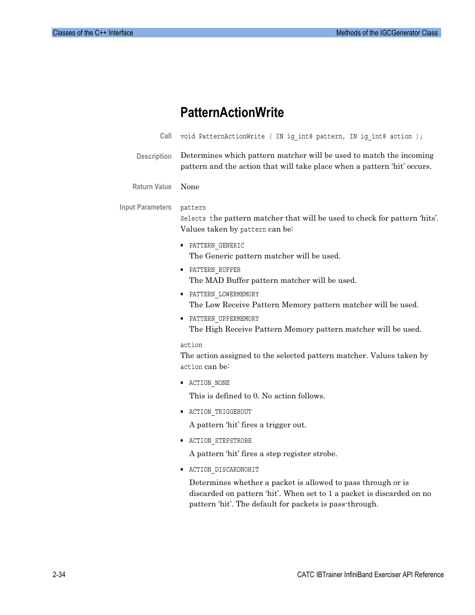 Patternactionwrite | Teledyne LeCroy Automation API for IBTrainer Software Ver.2.0 User Manual | Page 56 / 167