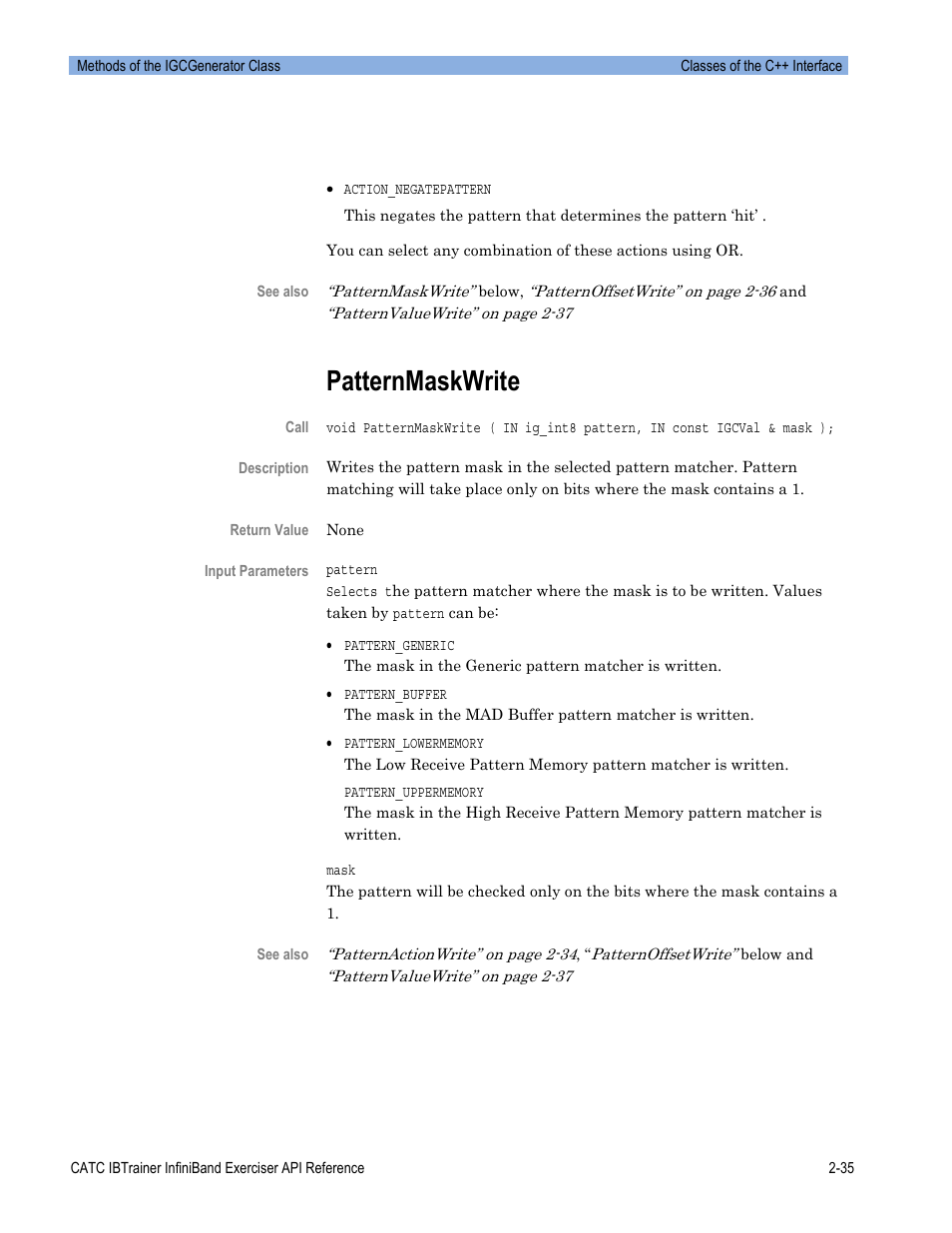 Patternmaskwrite | Teledyne LeCroy Automation API for IBTrainer Software Ver.2.0 User Manual | Page 57 / 167