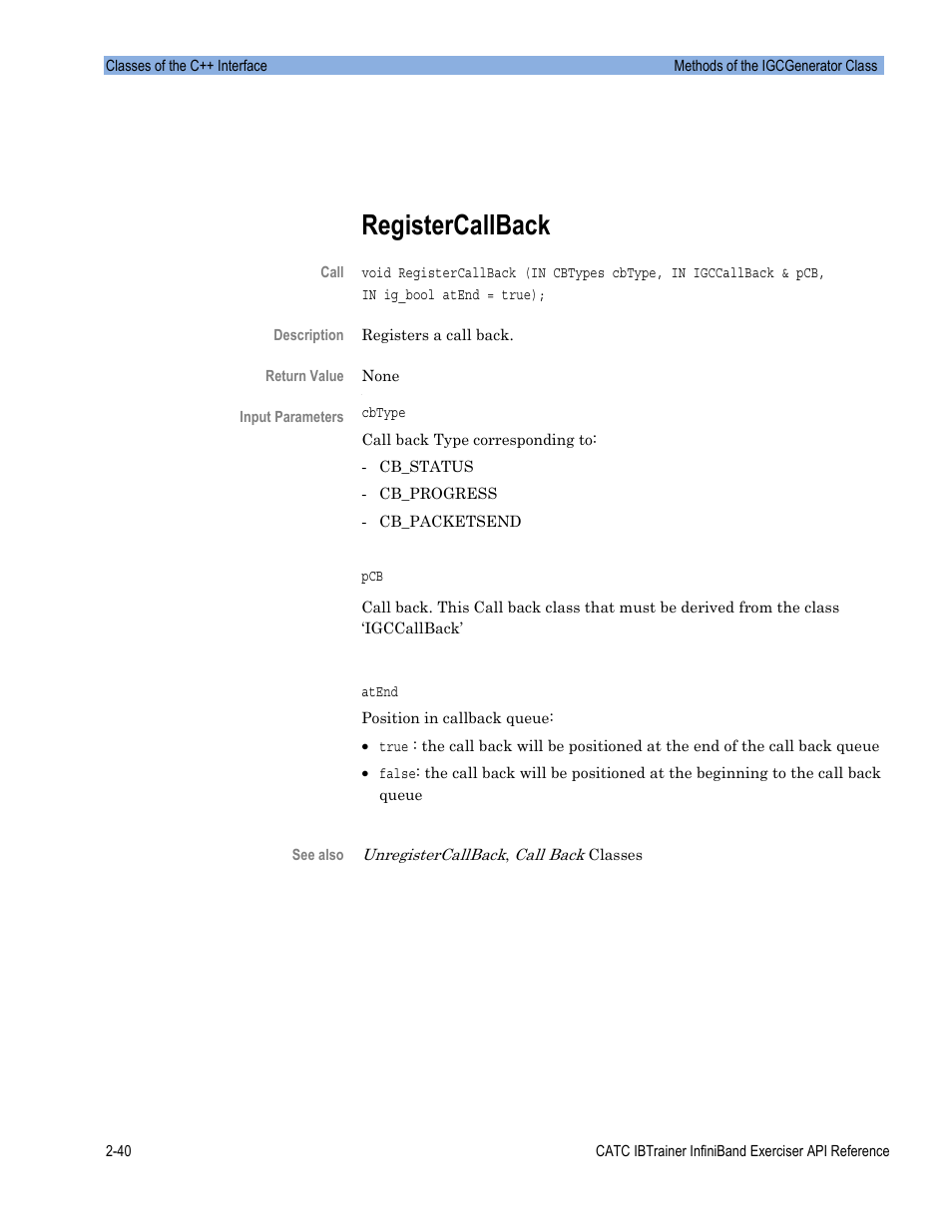 Registercallback | Teledyne LeCroy Automation API for IBTrainer Software Ver.2.0 User Manual | Page 62 / 167