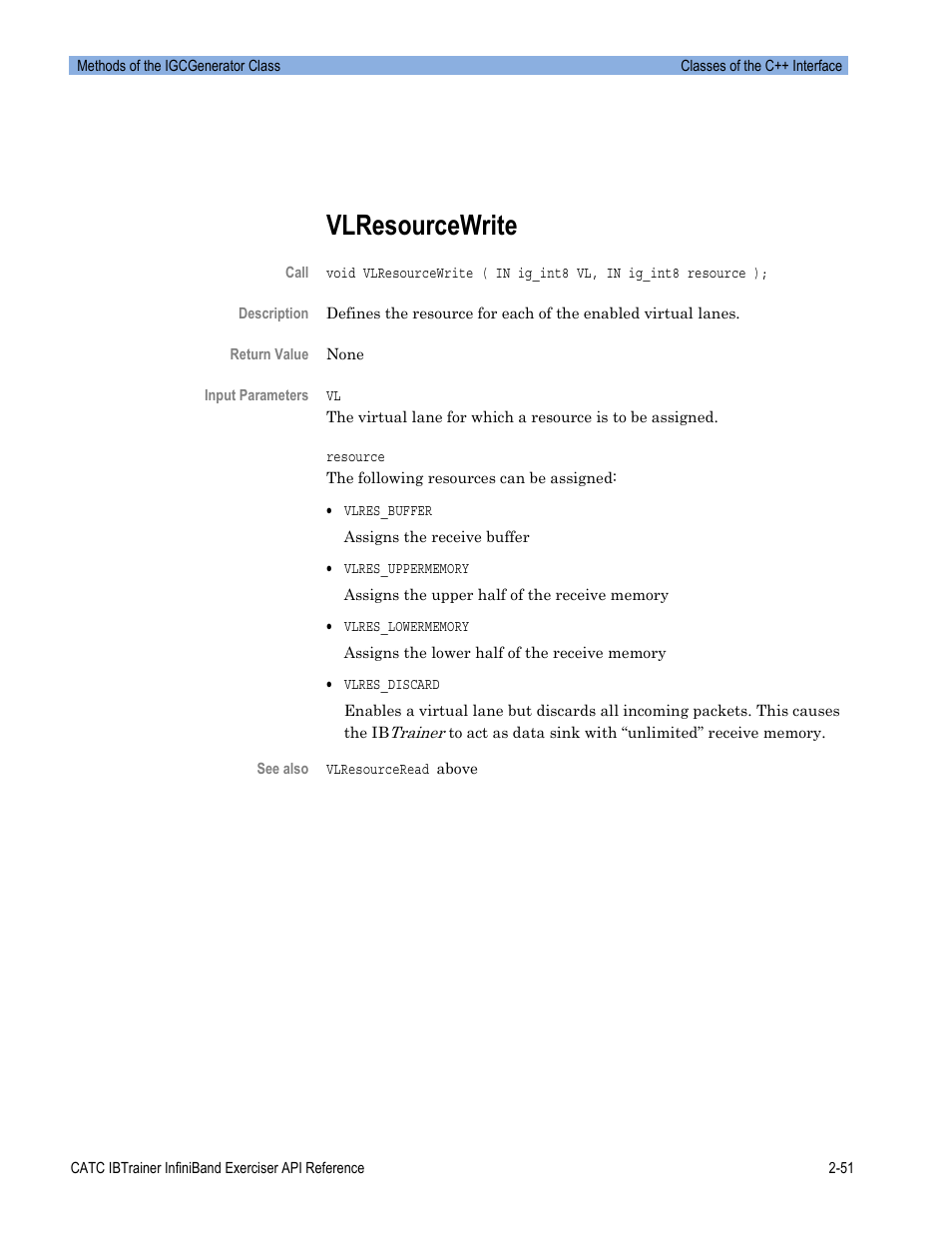 Vlresourcewrite | Teledyne LeCroy Automation API for IBTrainer Software Ver.2.0 User Manual | Page 73 / 167