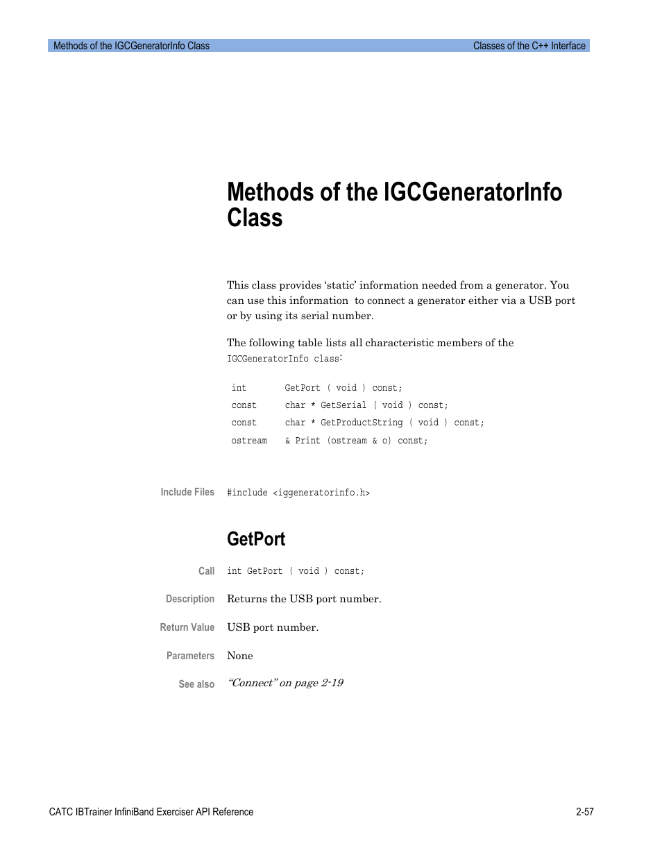 Methods of the igcgeneratorinfo class, Getport | Teledyne LeCroy Automation API for IBTrainer Software Ver.2.0 User Manual | Page 79 / 167