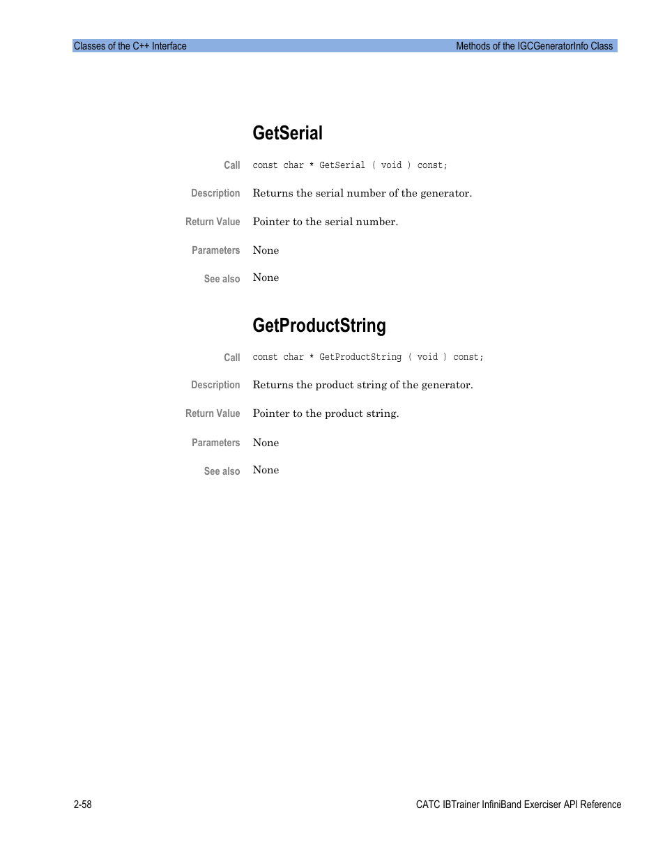 Getserial, Getproductstring | Teledyne LeCroy Automation API for IBTrainer Software Ver.2.0 User Manual | Page 80 / 167