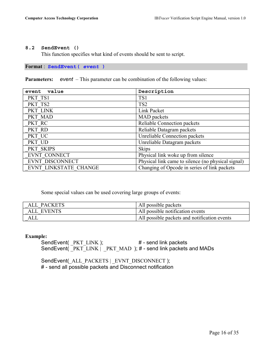 Vent | Teledyne LeCroy IBTracer 4X - IBTracer Verification Script Engine Users Manual User Manual | Page 16 / 35
