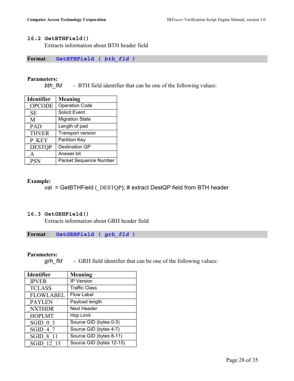 Bthf, Ield, Grhf | Teledyne LeCroy IBTracer 4X - IBTracer Verification Script Engine Users Manual User Manual | Page 28 / 35