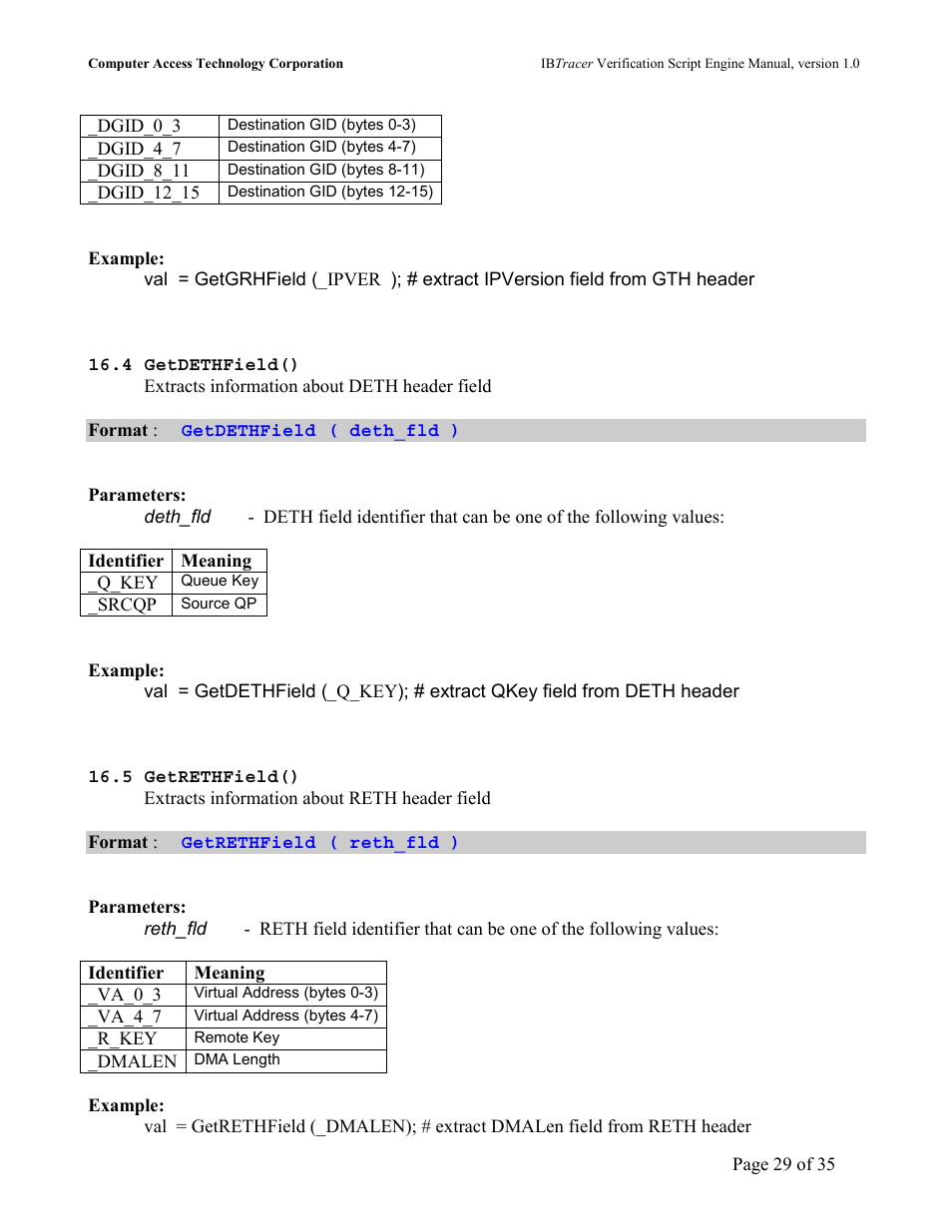 Dethf, Ield, Rethf | Teledyne LeCroy IBTracer 4X - IBTracer Verification Script Engine Users Manual User Manual | Page 29 / 35