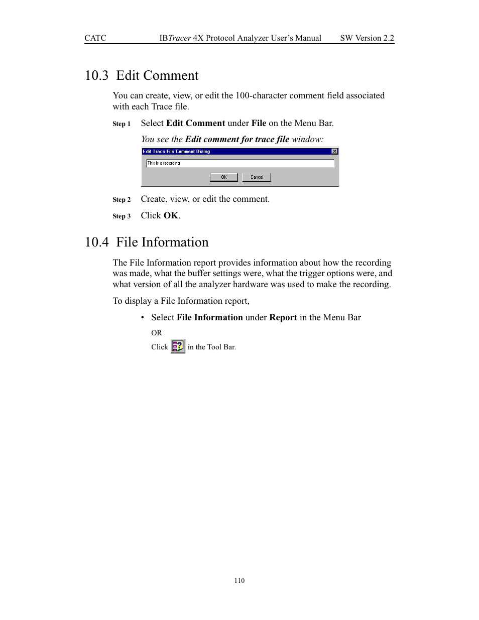 3 edit comment, 4 file information, Edit comment file information | Teledyne LeCroy IBTracer 4X - Users Manual Ver.2.20 User Manual | Page 118 / 142