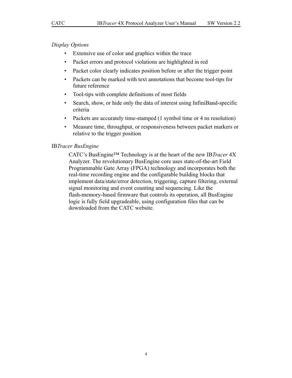 Display options, Ibtracer busengine, Display options ibtracer busengine | Teledyne LeCroy IBTracer 4X - Users Manual Ver.2.20 User Manual | Page 12 / 142