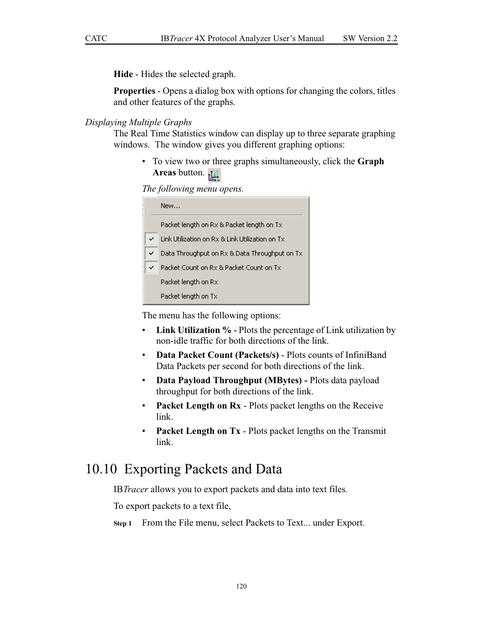10 exporting packets and data, Exporting packets and data | Teledyne LeCroy IBTracer 4X - Users Manual Ver.2.20 User Manual | Page 128 / 142