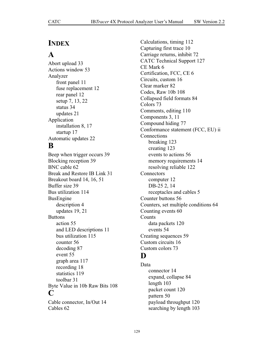 Index | Teledyne LeCroy IBTracer 4X - Users Manual Ver.2.20 User Manual | Page 137 / 142