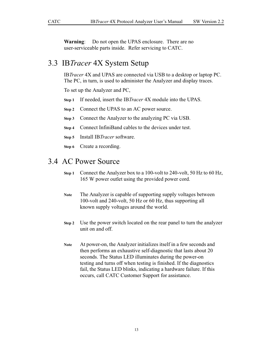 3 ibtracer 4x system setup, 4 ac power source, Ibtracer 4x system setup ac power source | 3 ib tracer 4x system setup | Teledyne LeCroy IBTracer 4X - Users Manual Ver.2.20 User Manual | Page 21 / 142