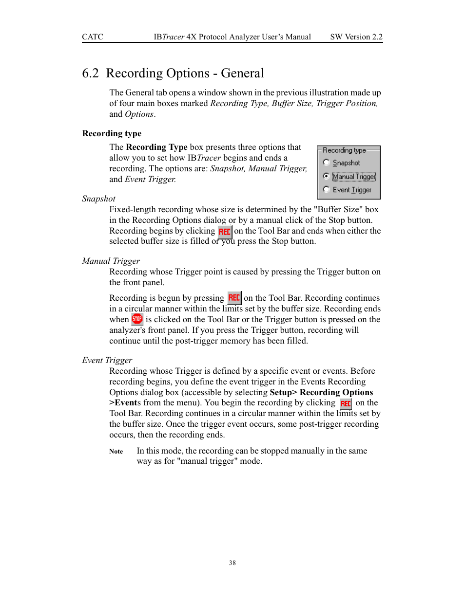 2 recording options - general, Recording type, Recording options - general | Teledyne LeCroy IBTracer 4X - Users Manual Ver.2.20 User Manual | Page 46 / 142