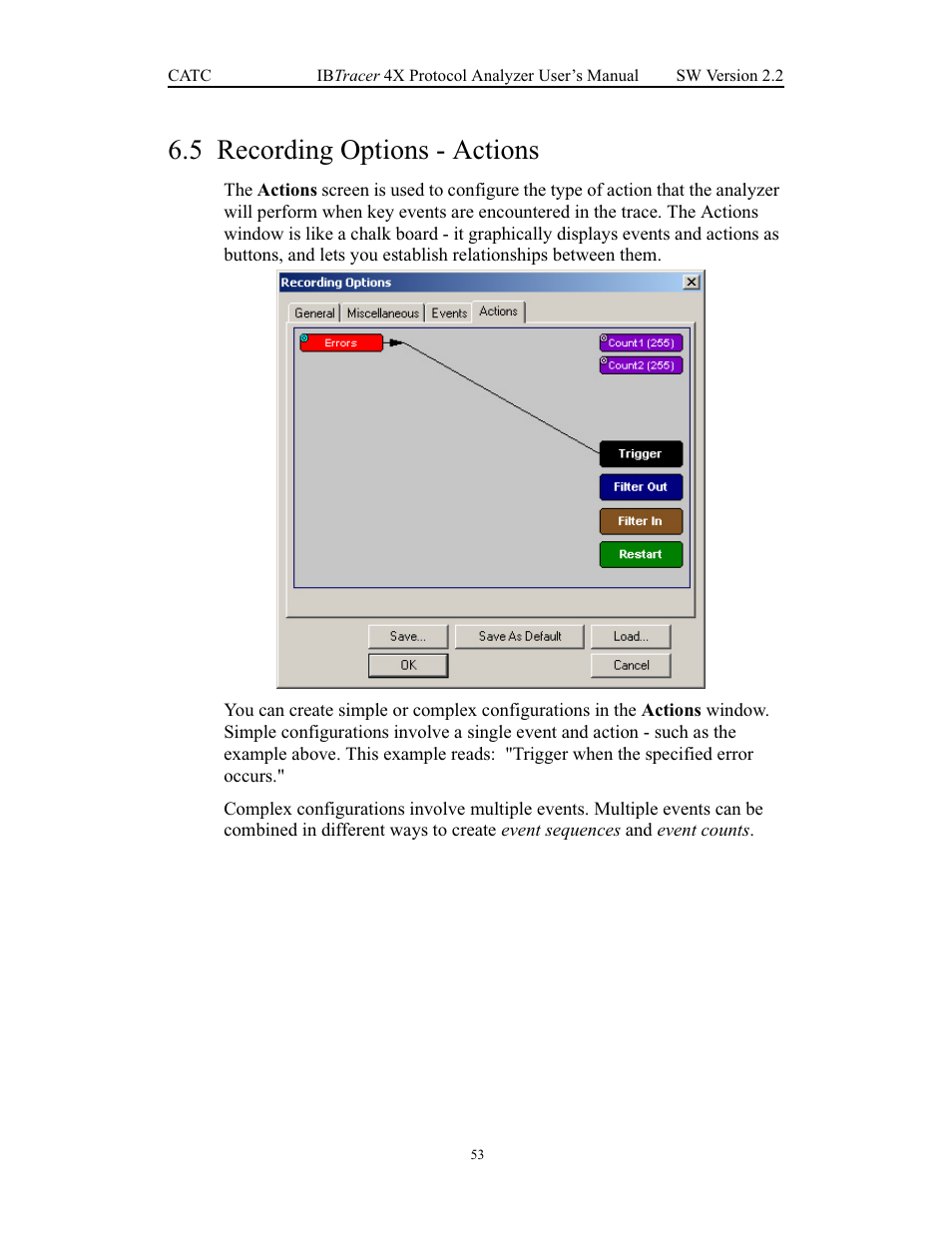 5 recording options - actions, Recording options - actions | Teledyne LeCroy IBTracer 4X - Users Manual Ver.2.20 User Manual | Page 61 / 142