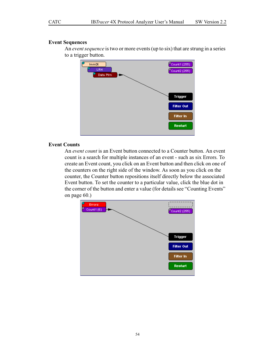 Event sequences, Event counts, Event sequences event counts | Teledyne LeCroy IBTracer 4X - Users Manual Ver.2.20 User Manual | Page 62 / 142