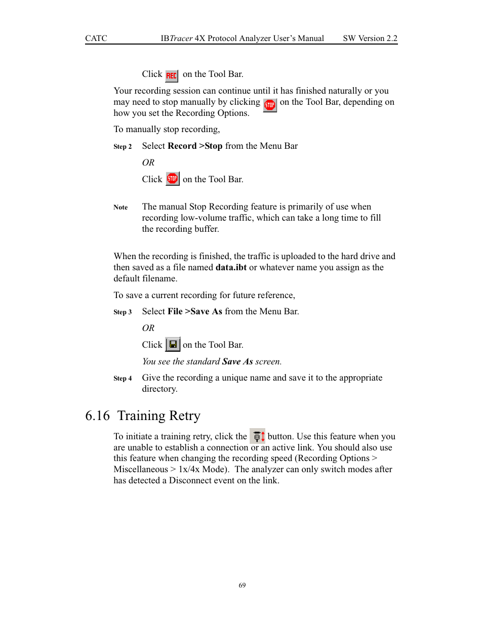 16 training retry, Training retry | Teledyne LeCroy IBTracer 4X - Users Manual Ver.2.20 User Manual | Page 77 / 142