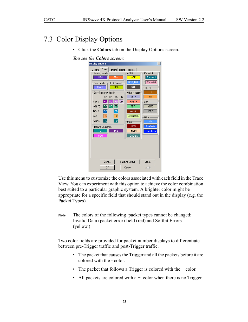 3 color display options, Color display options | Teledyne LeCroy IBTracer 4X - Users Manual Ver.2.20 User Manual | Page 81 / 142
