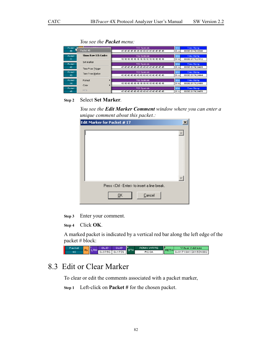 3 edit or clear marker, Edit or clear marker | Teledyne LeCroy IBTracer 4X - Users Manual Ver.2.20 User Manual | Page 90 / 142