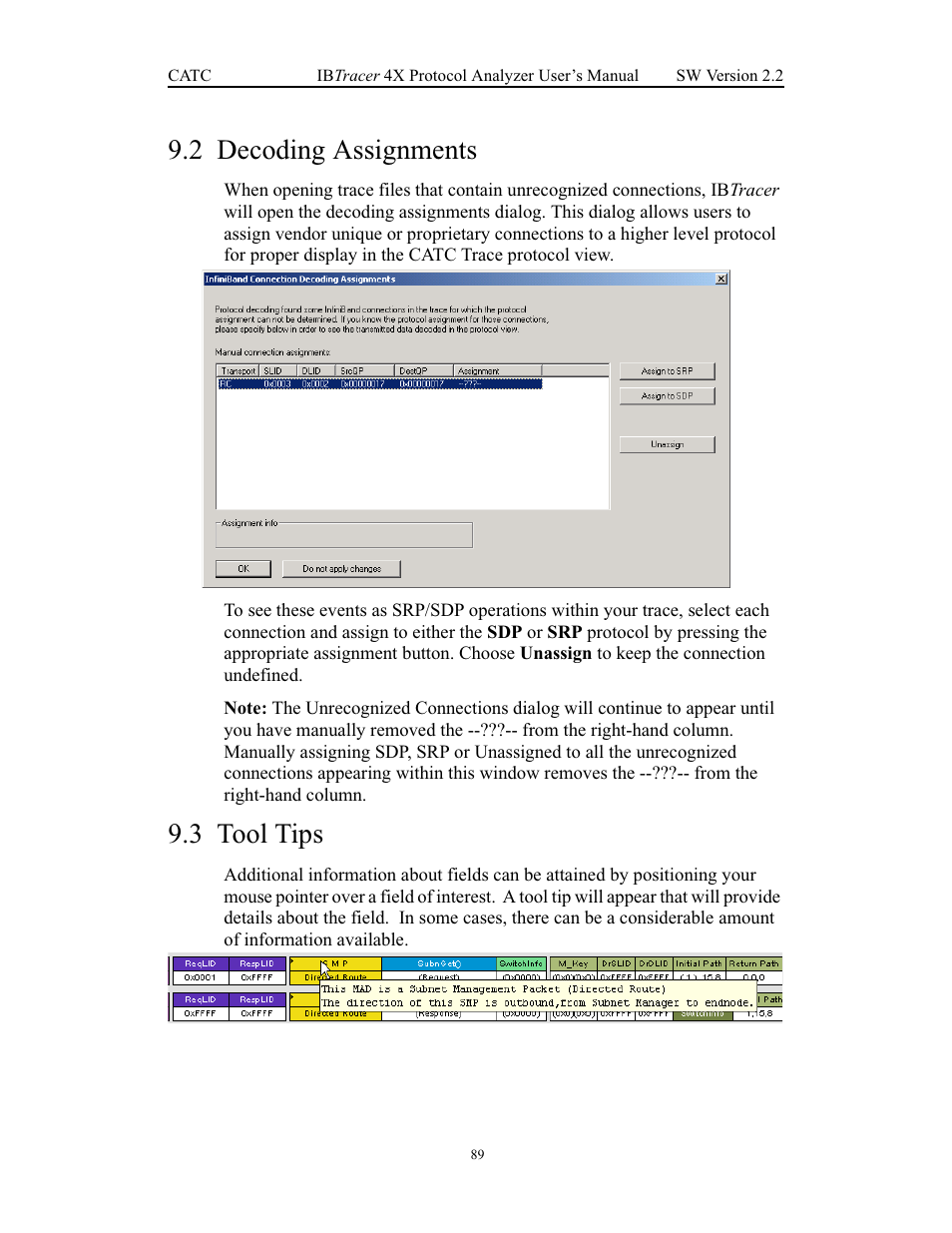 2 decoding assignments, 3 tool tips, Decoding assignments tool tips | Teledyne LeCroy IBTracer 4X - Users Manual Ver.2.20 User Manual | Page 97 / 142