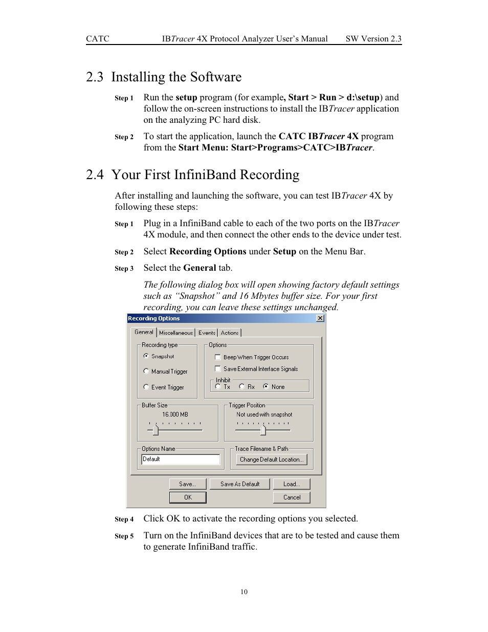 3 installing the software, 4 your first infiniband recording | Teledyne LeCroy IBTracer 4X - Users Manual Ver.2.30 User Manual | Page 18 / 146