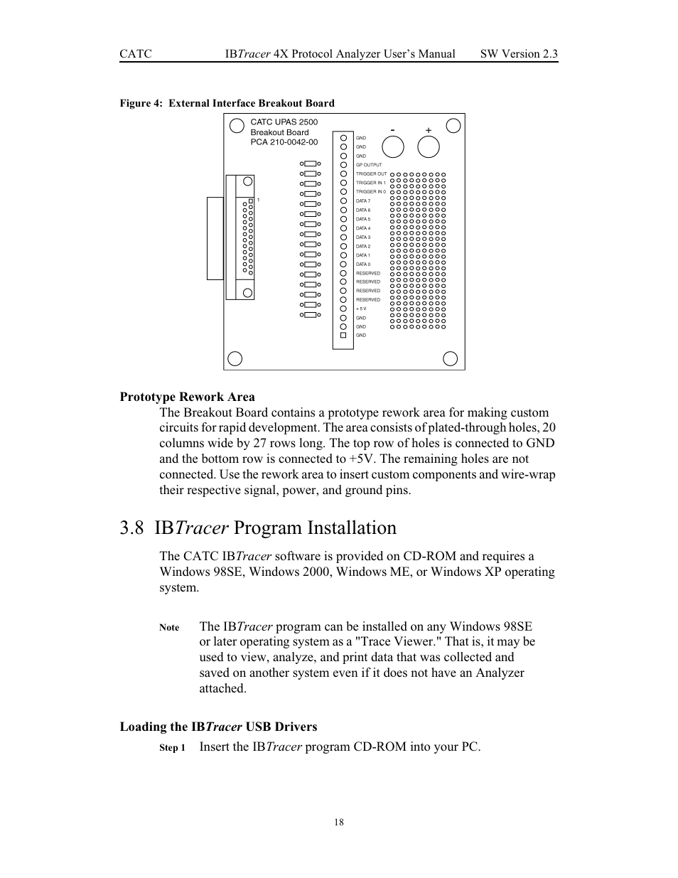 Prototype rework area, 8 ibtracer program installation, Loading the ibtracer usb drivers | Ibtracer program installation, Loading the ib tr, 8 ib tracer program installation | Teledyne LeCroy IBTracer 4X - Users Manual Ver.2.30 User Manual | Page 26 / 146