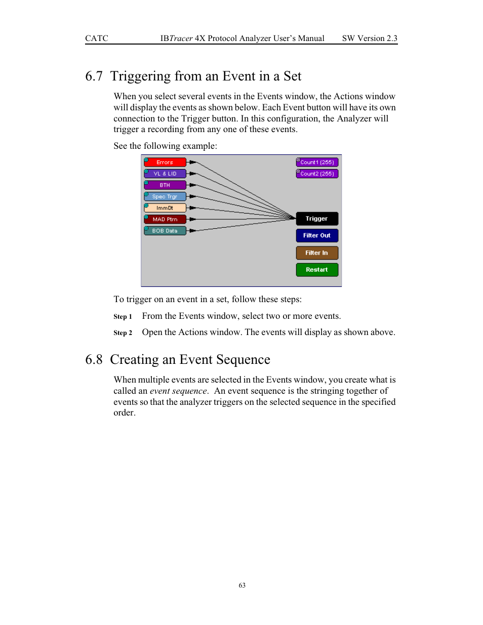 7 triggering from an event in a set, 8 creating an event sequence | Teledyne LeCroy IBTracer 4X - Users Manual Ver.2.30 User Manual | Page 71 / 146