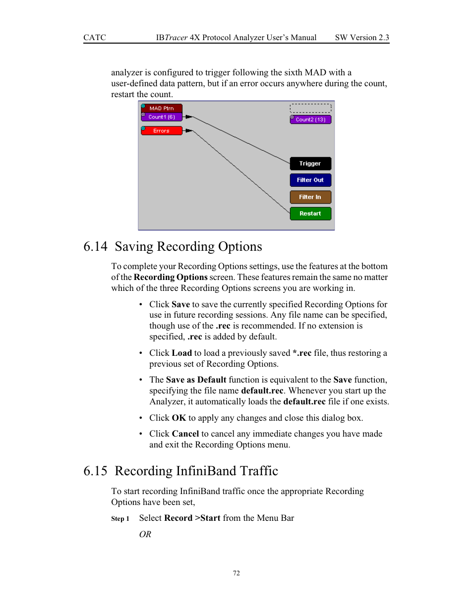 14 saving recording options, 15 recording infiniband traffic | Teledyne LeCroy IBTracer 4X - Users Manual Ver.2.30 User Manual | Page 80 / 146