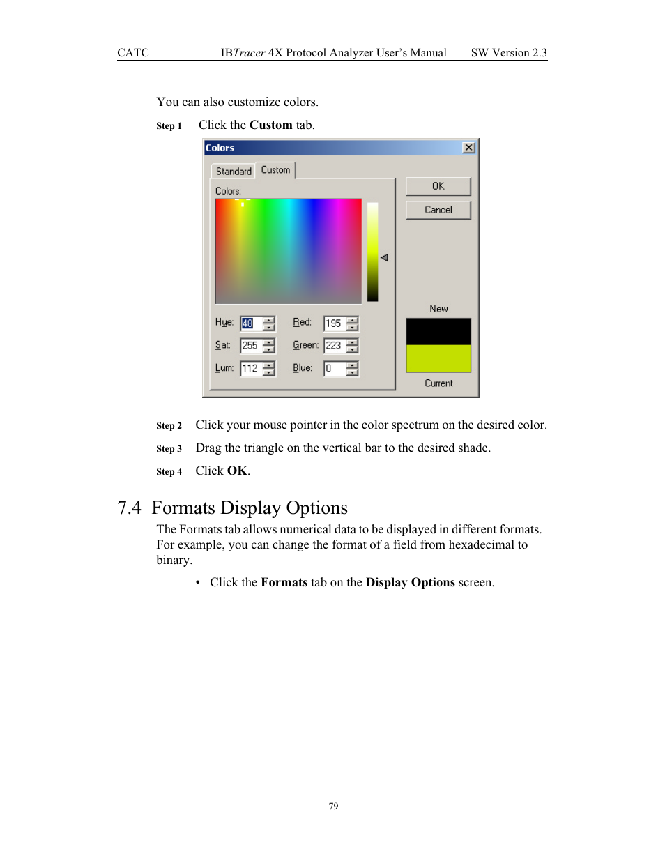 4 formats display options, Formats display options | Teledyne LeCroy IBTracer 4X - Users Manual Ver.2.30 User Manual | Page 87 / 146