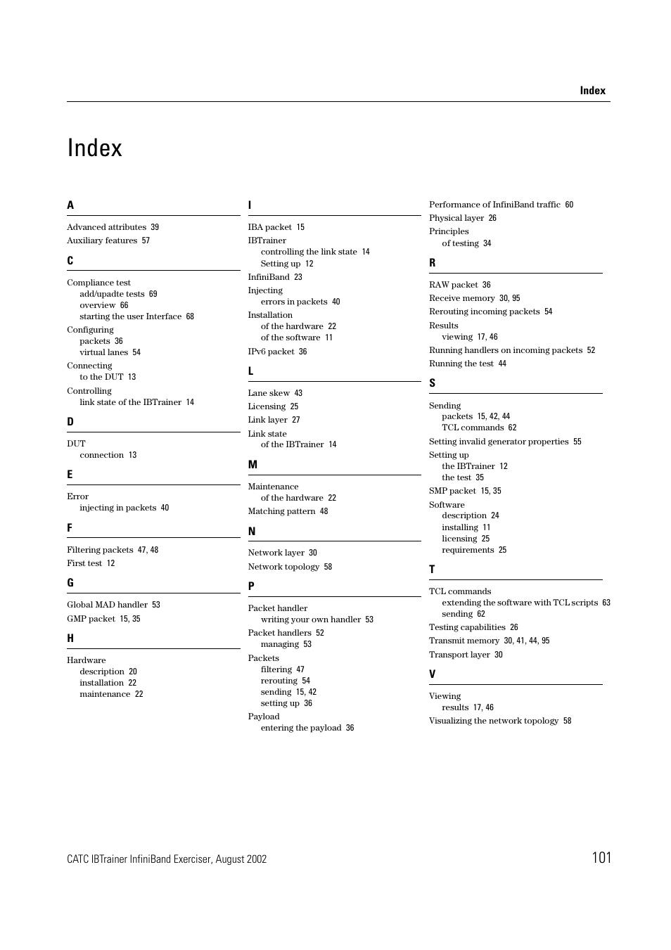 Index | Teledyne LeCroy IBTrainer - IBTrainer Users Manual User Manual | Page 101 / 102