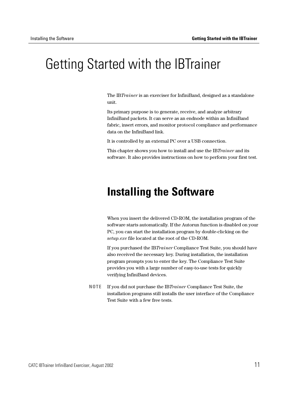 Getting started with the ibtrainer, Installing the software | Teledyne LeCroy IBTrainer - IBTrainer Users Manual User Manual | Page 11 / 102