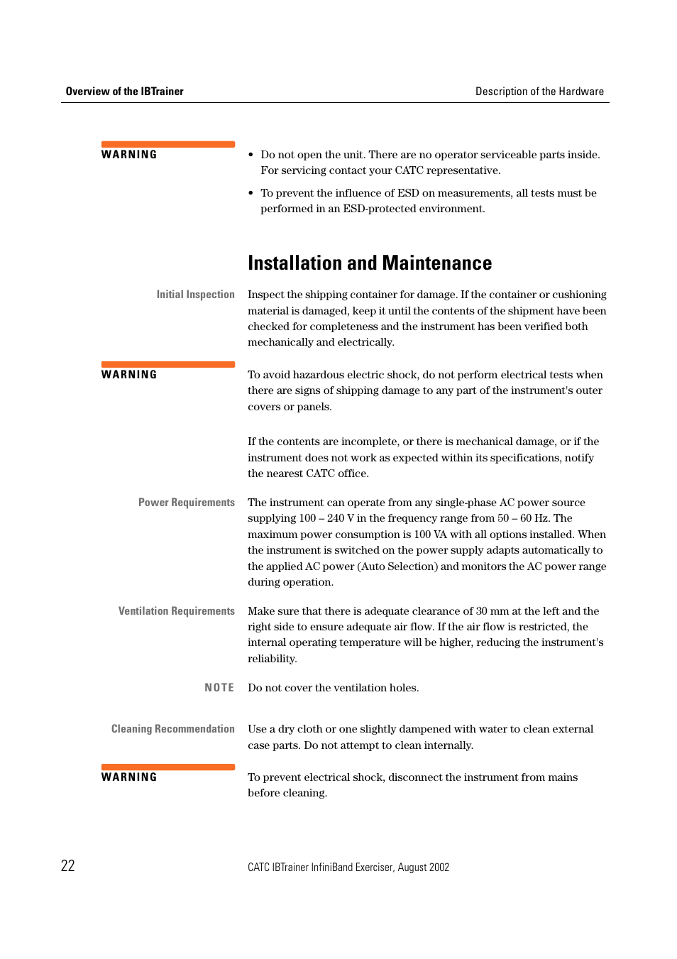 Installation and maintenance | Teledyne LeCroy IBTrainer - IBTrainer Users Manual User Manual | Page 22 / 102