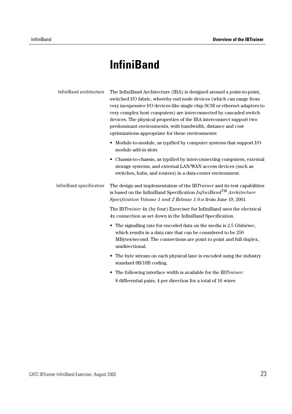 Infiniband | Teledyne LeCroy IBTrainer - IBTrainer Users Manual User Manual | Page 23 / 102