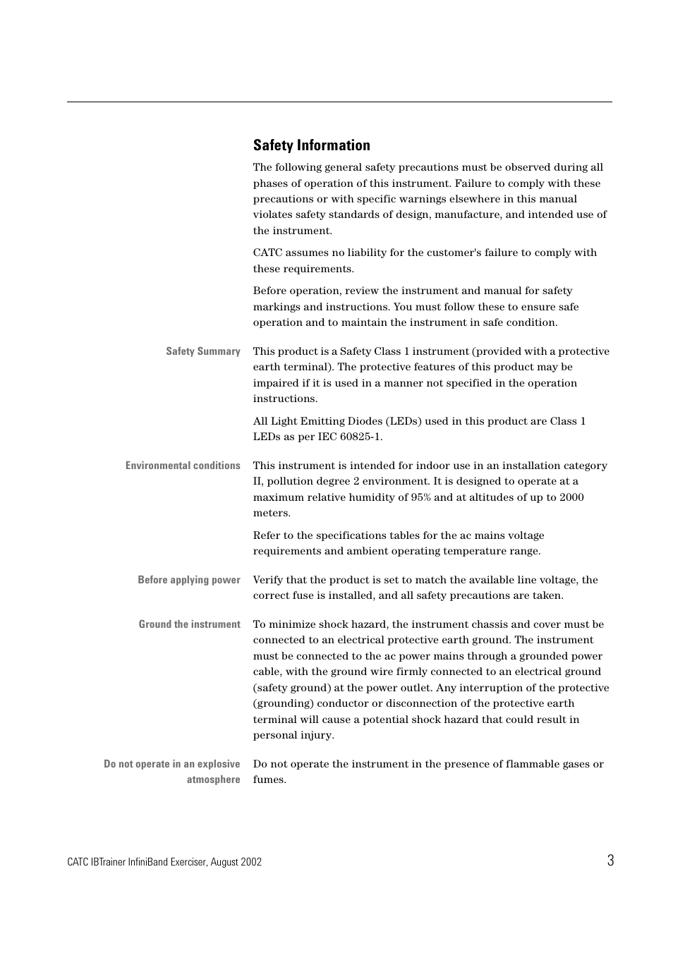 3safety information | Teledyne LeCroy IBTrainer - IBTrainer Users Manual User Manual | Page 3 / 102
