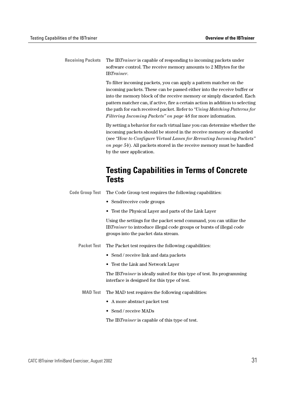 Testing capabilities in terms of concrete tests | Teledyne LeCroy IBTrainer - IBTrainer Users Manual User Manual | Page 31 / 102