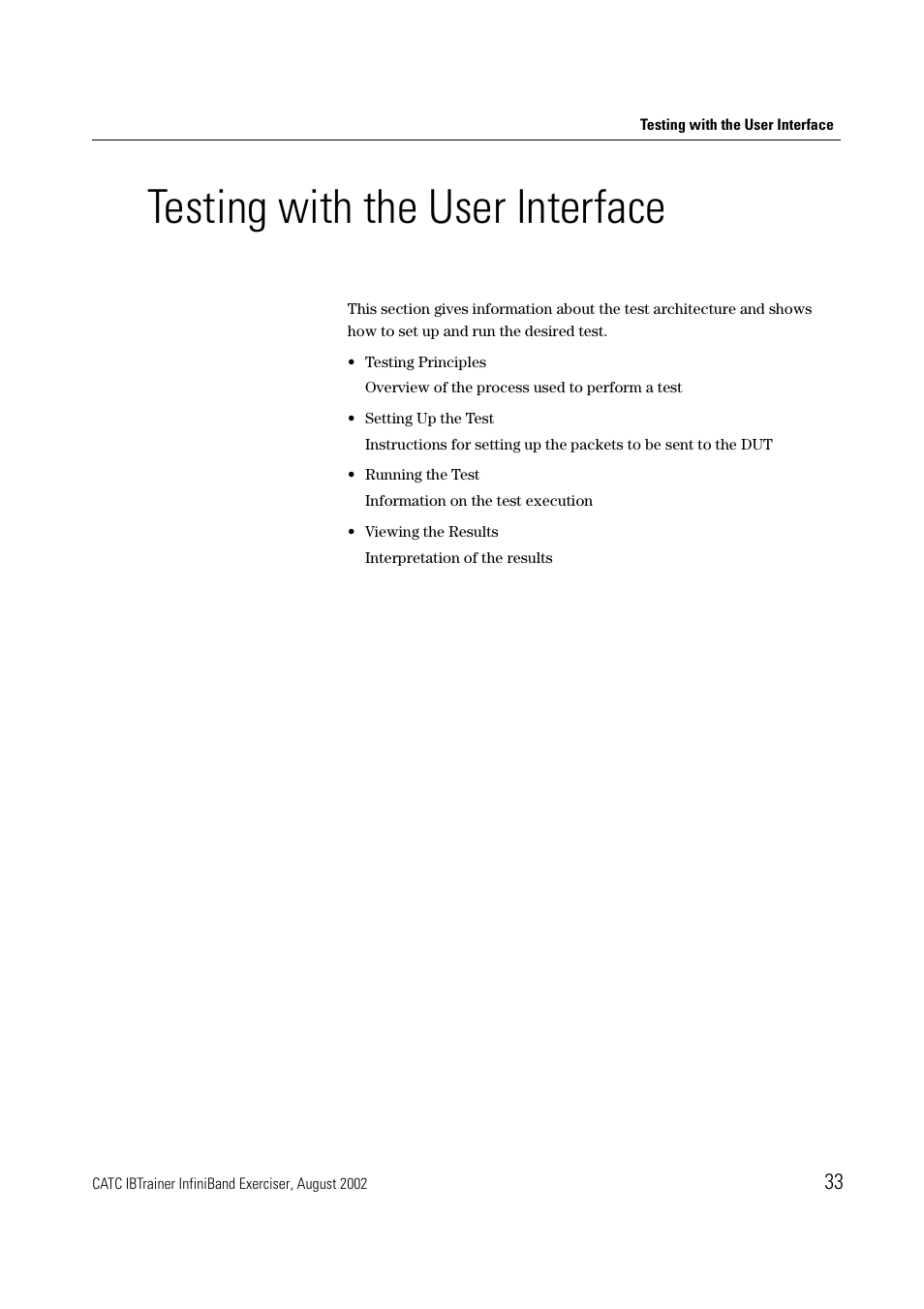 Testing with the user interface | Teledyne LeCroy IBTrainer - IBTrainer Users Manual User Manual | Page 33 / 102