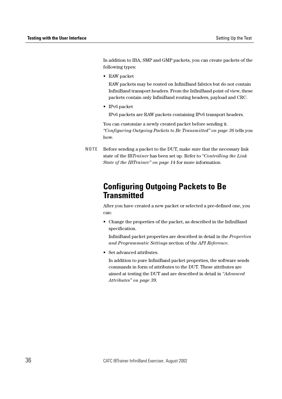 Configuring outgoing packets to be transmitted, Configuring outgoing packets to be | Teledyne LeCroy IBTrainer - IBTrainer Users Manual User Manual | Page 36 / 102