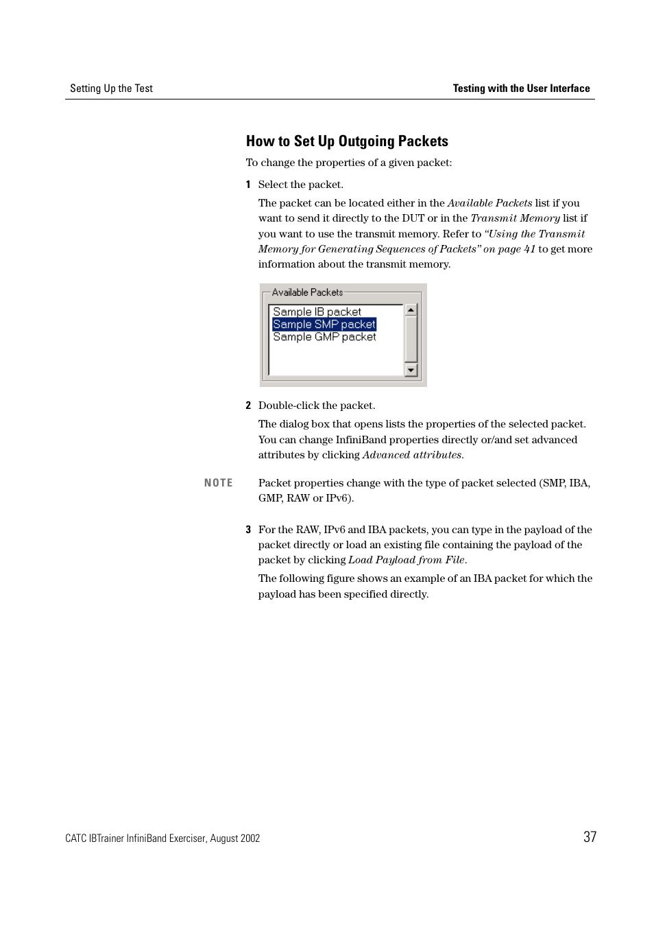 How to set up outgoing packets, 37 how to set up outgoing packets | Teledyne LeCroy IBTrainer - IBTrainer Users Manual User Manual | Page 37 / 102