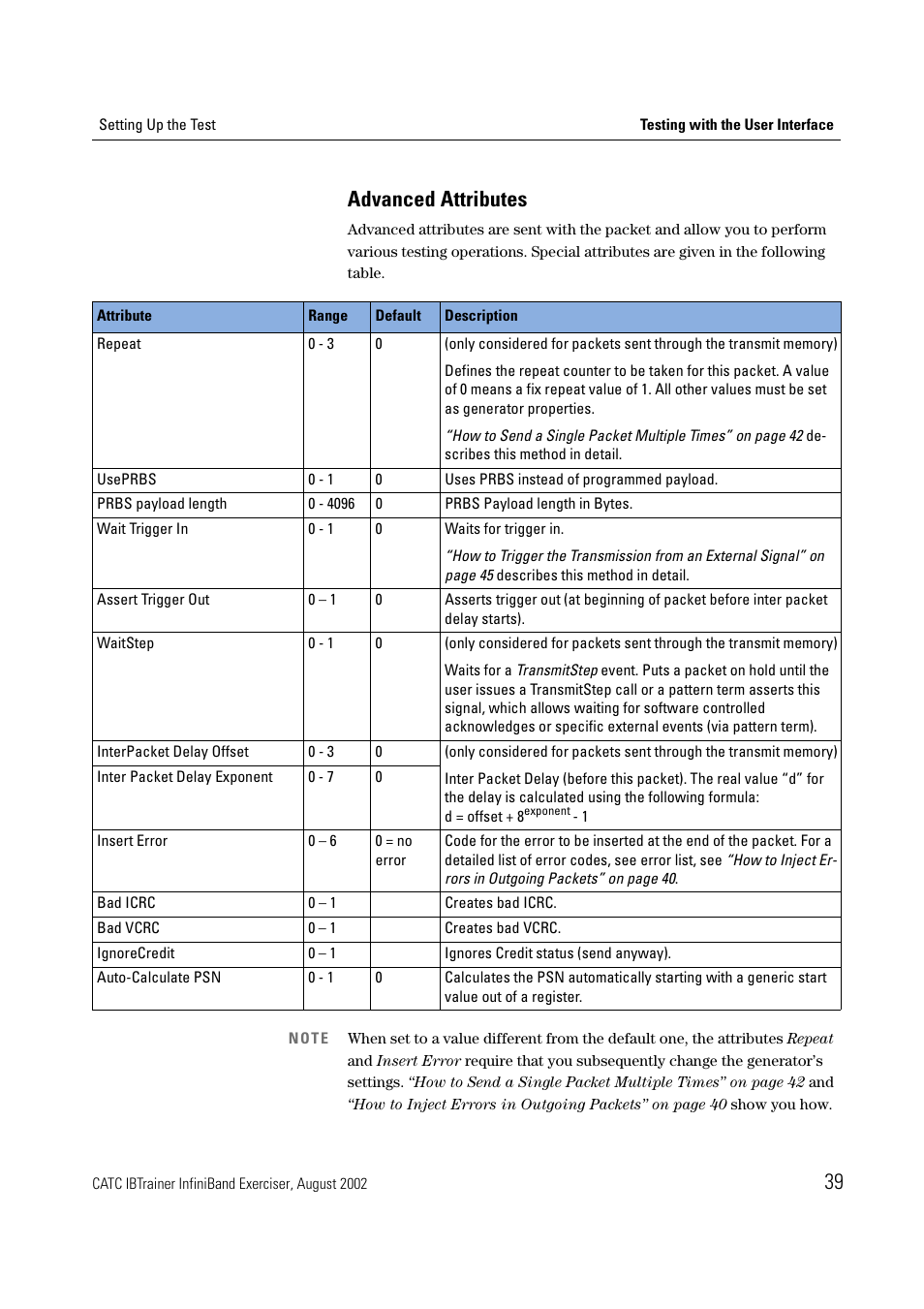 Advanced attributes, Il in “advanced, 39 advanced attributes | Teledyne LeCroy IBTrainer - IBTrainer Users Manual User Manual | Page 39 / 102