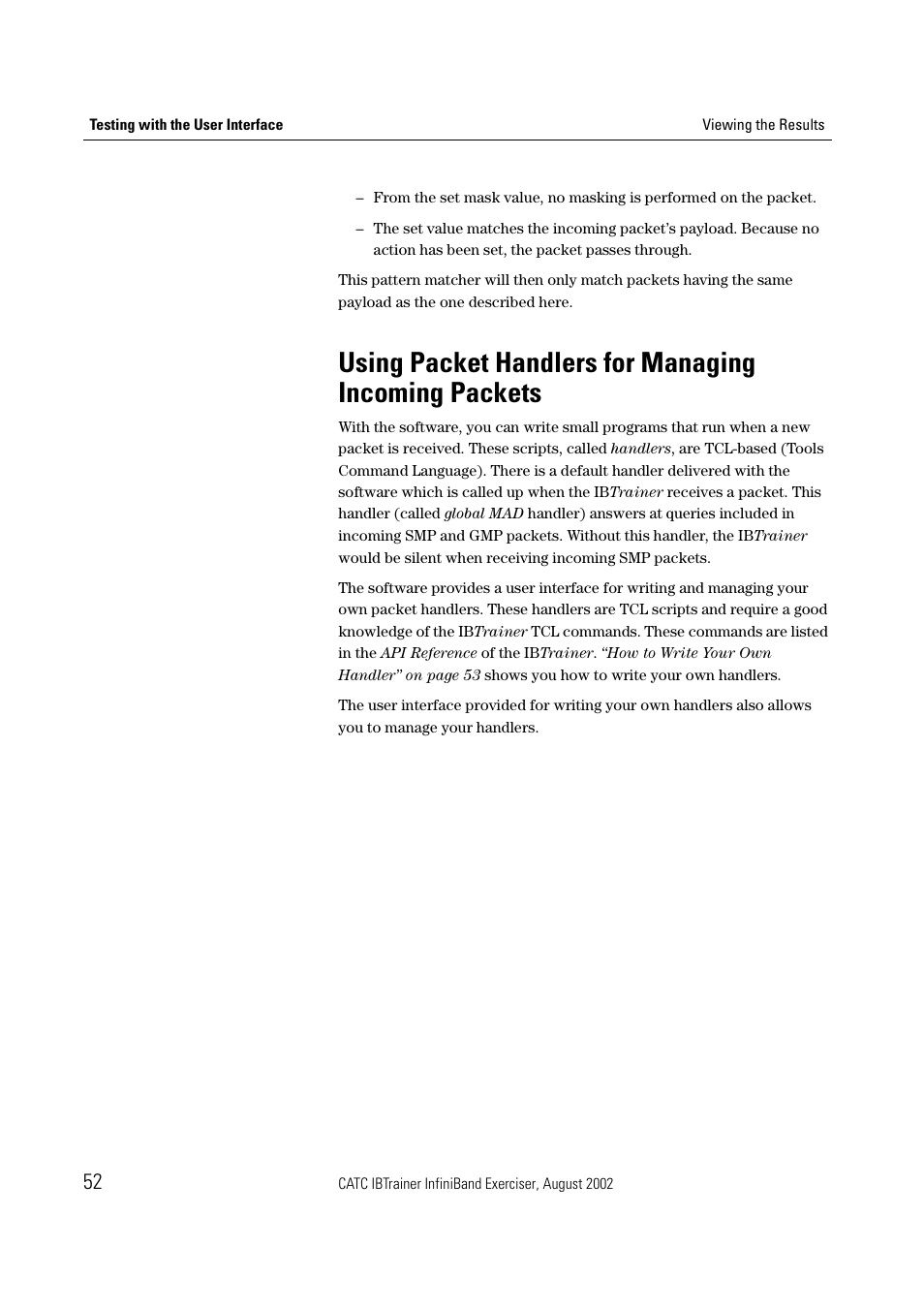 Using packet handlers for | Teledyne LeCroy IBTrainer - IBTrainer Users Manual User Manual | Page 52 / 102