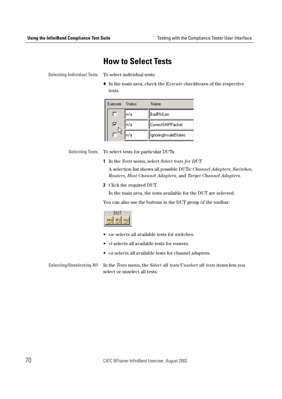 How to select tests | Teledyne LeCroy IBTrainer - IBTrainer Users Manual User Manual | Page 70 / 102